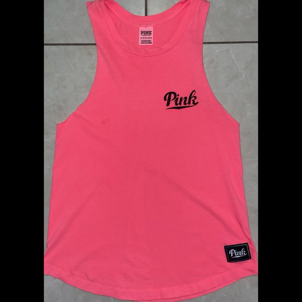 Neon Pink PINK Sleeveless Muscle Tee